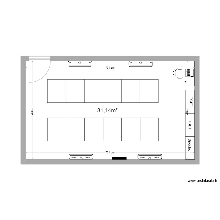 Salle de crise PROJET 2. Plan de 1 pièce et 31 m2