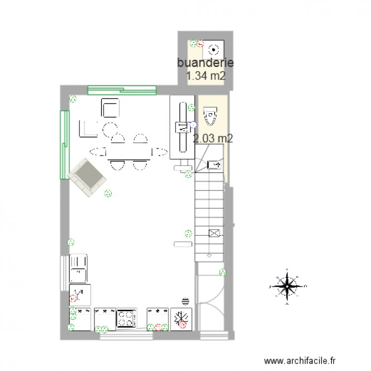 VB1 RDC escalier NS. Plan de 0 pièce et 0 m2