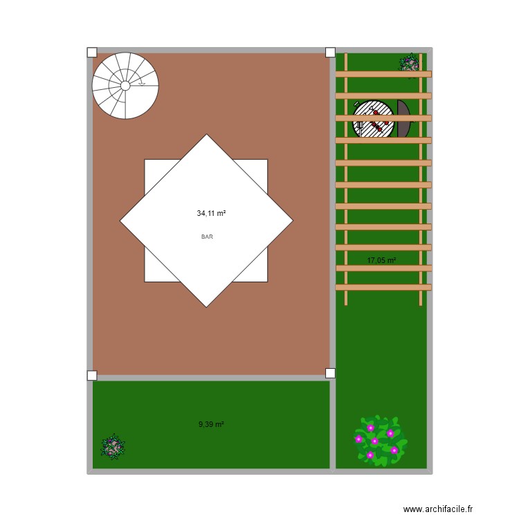 Foire expo. Plan de 3 pièces et 61 m2