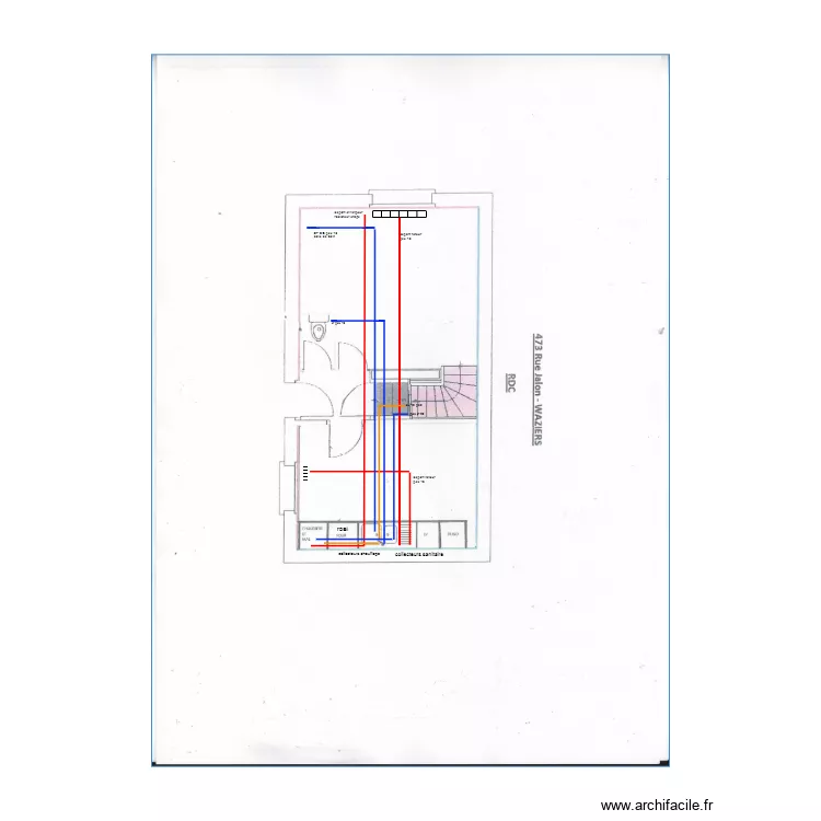 473  JALON  WAZIERS rez de  chauss&eacute;. Plan de 