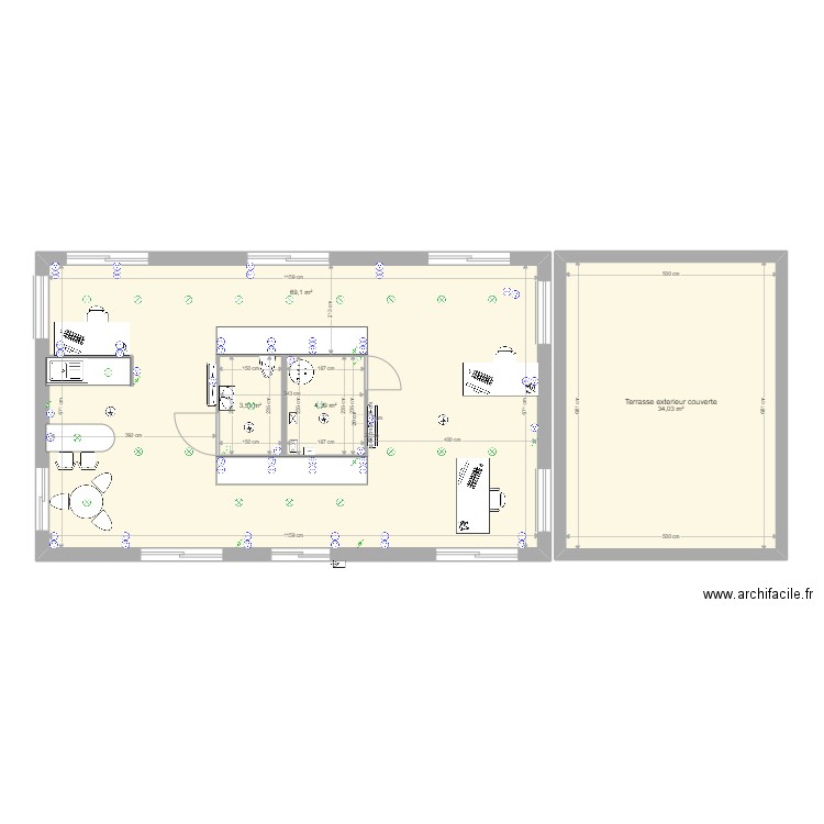 plan container rdc 26-09-2022. Plan de 4 pièces et 120 m2