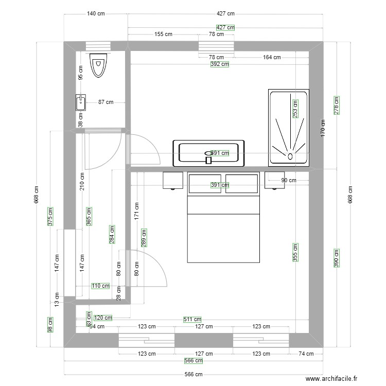 plan10-2. Plan de 4 pièces et 30 m2