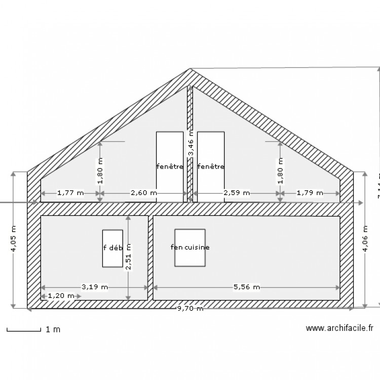 profil du rdc86m2. Plan de 0 pièce et 0 m2