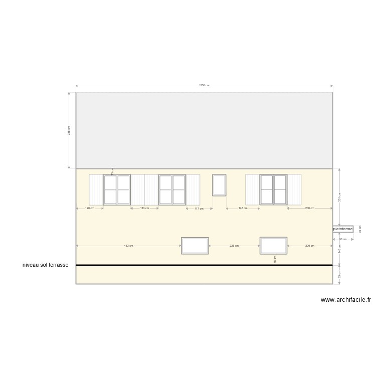 facade arriere. Plan de 0 pièce et 0 m2