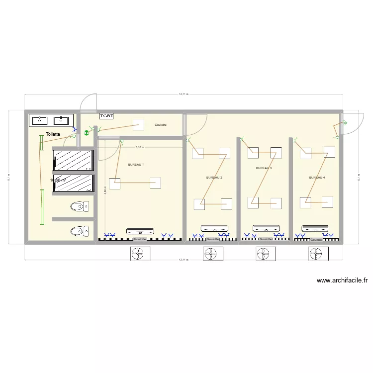 EPTA PLANT BUREAU ETAGE. Plan de 