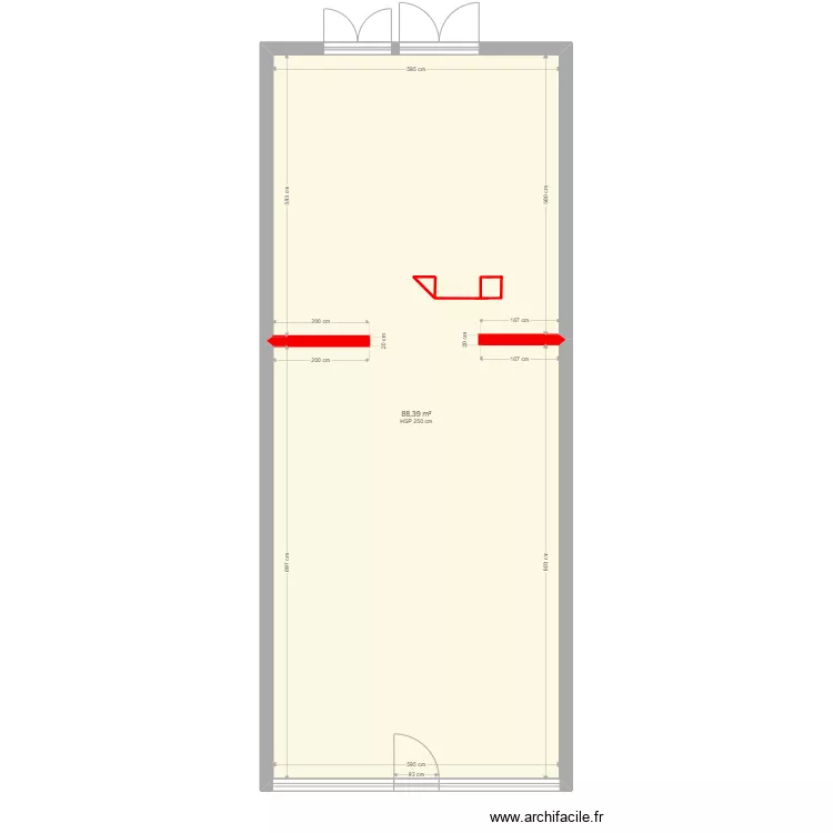 Projet Bruno Coiffeur Vierge avec porteurs. Plan de 2  et 89 m²