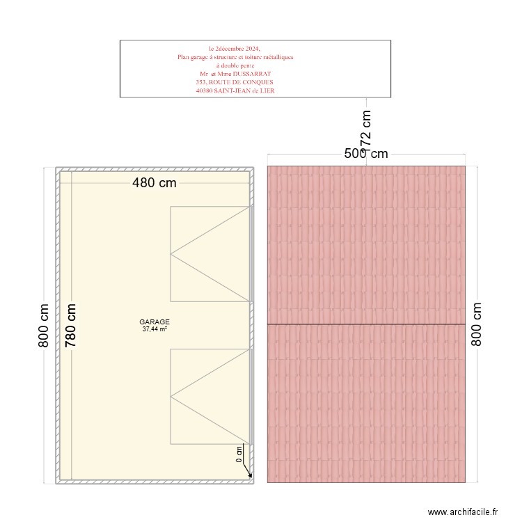 PLAN GARAGE. Plan de 0 pièce et 0 m2