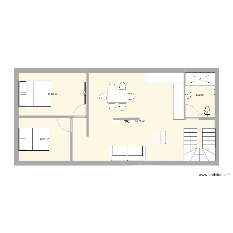 31-1. Plan de 4 pièces et 65 m2