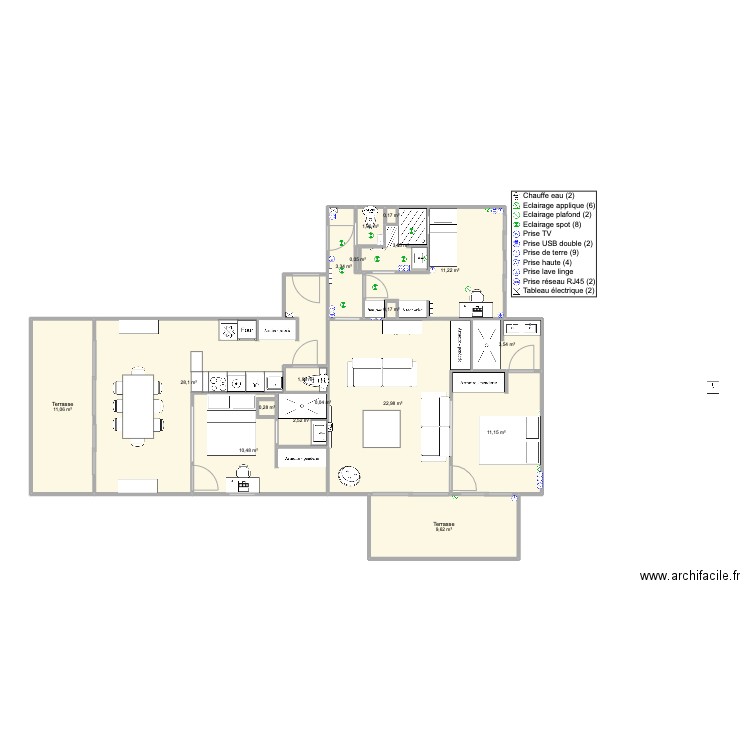 Santa Clara 2 face origine transitV2. Plan de 18 pièces et 120 m2