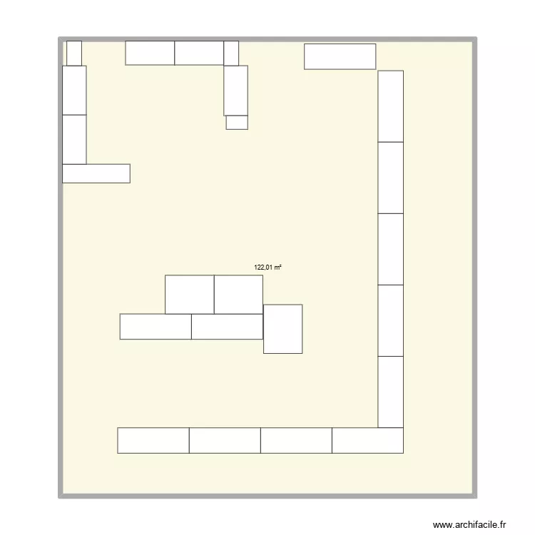 Magasin. Plan de 1  et 71 m²