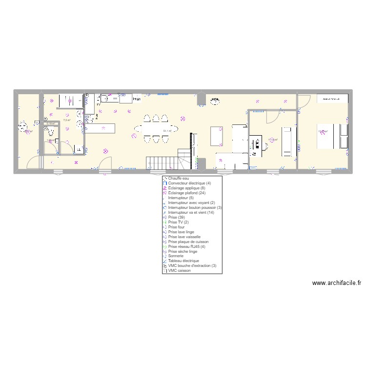 Maison r. Plan de 7 pièces et 97 m2
