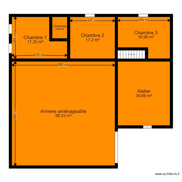 Louftémont 1er étage. Plan de 7 pièces et 185 m2
