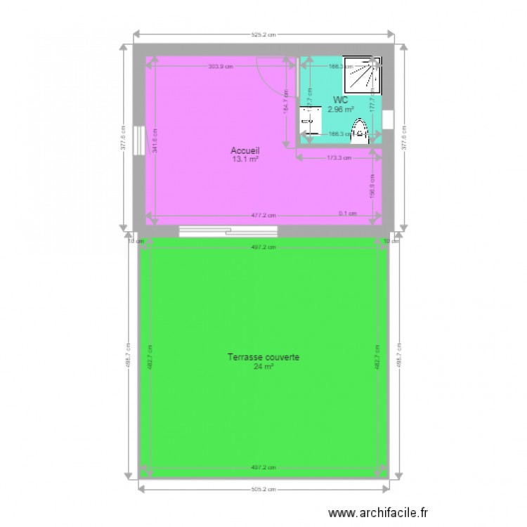 Plan Chalet 6x6 15m2 terrasse. Plan de 0 pièce et 0 m2