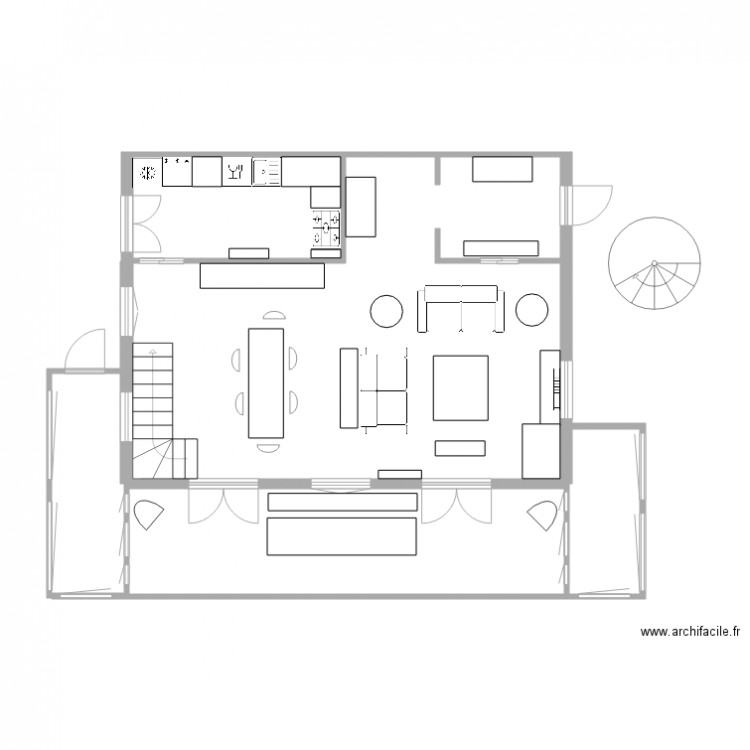 Plan chalet 2 variante entrée escalier ouest salon. Plan de 0 pièce et 0 m2