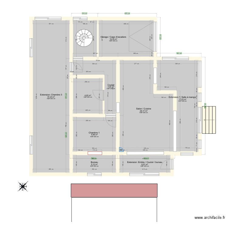 Plan de masse face garage. Plan de 0 pièce et 0 m2