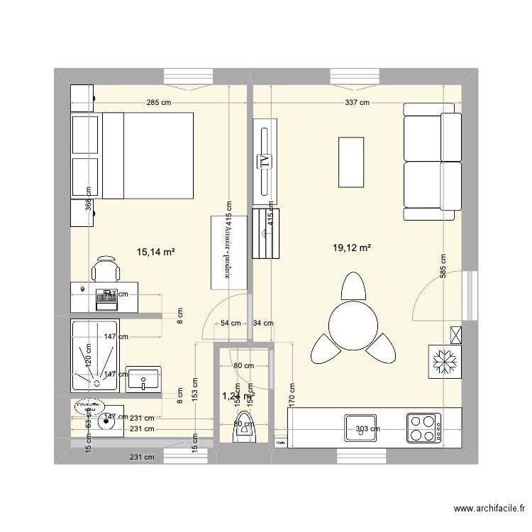 BROCARD V2. Plan de 5 pièces et 45 m2