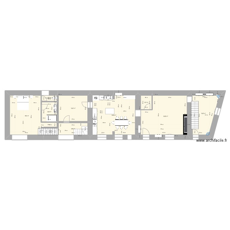 RDC maison. Plan de 10 pièces et 134 m2