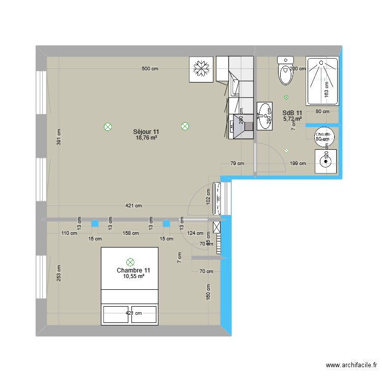 Appartement 11 Seb. Plan de 3 pièces et 35 m2