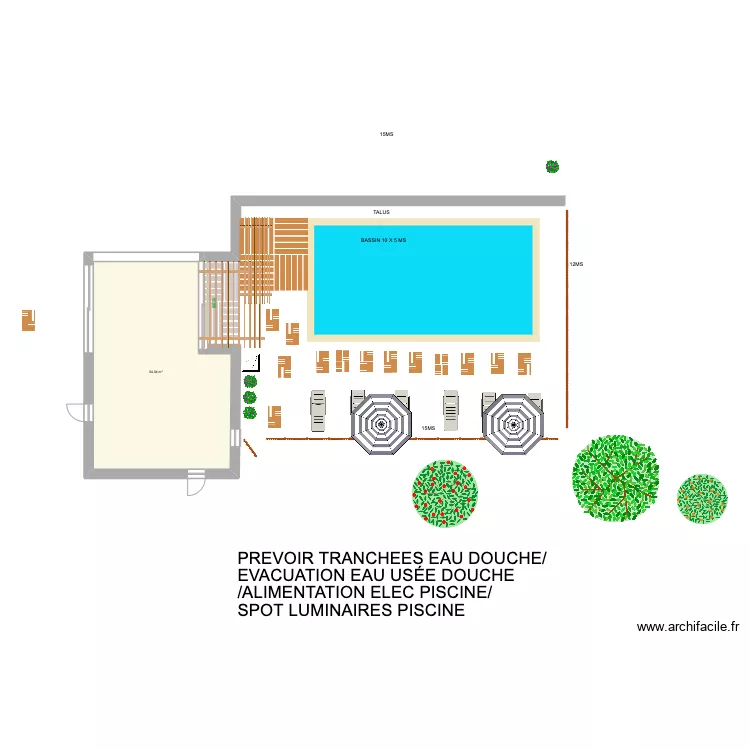 piscine et amenagement. Plan de 
