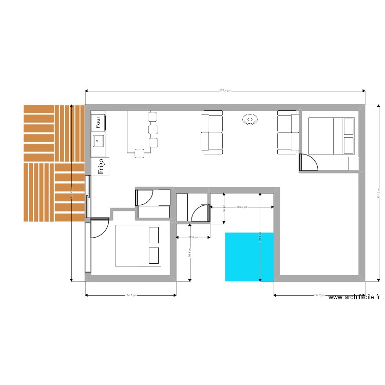 Spansu en U. Plan de 0 pièce et 0 m2