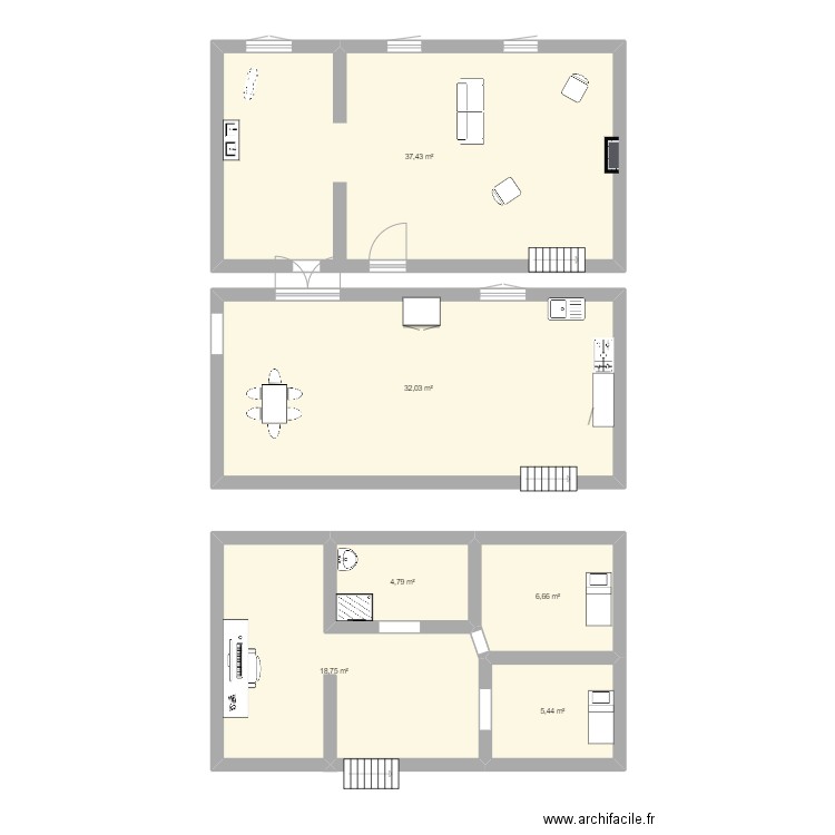 MAISON MG. Plan de 6 pièces et 105 m2