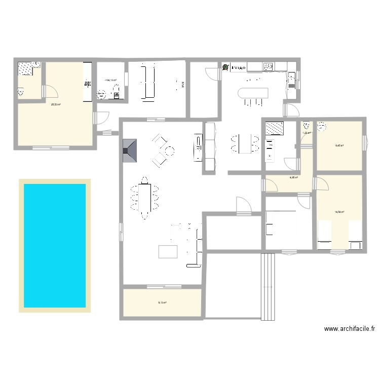 Extension 2. Plan de 7 pièces et 69 m2