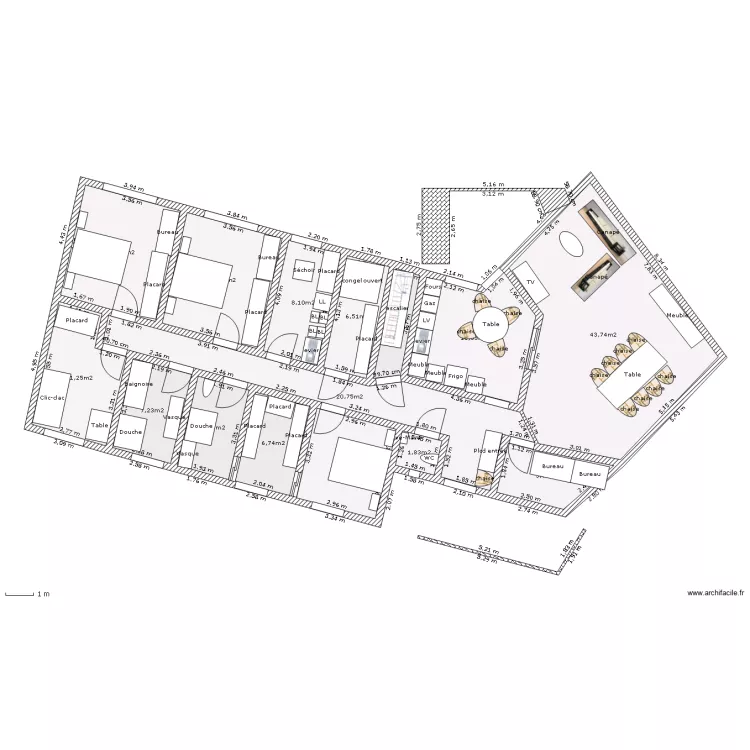 Plain-pied sur s-s - 3 ch., SdJ, bureau, buanderie, cellier V2  m&sup2;. Plan de 