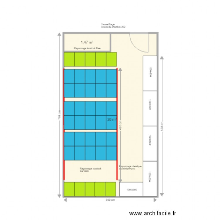 GHICL 2 étage 222. Plan de 2 pièces et 27 m2