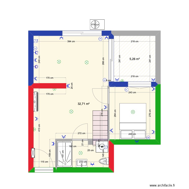 ENTRECASTEAUX  T2 OK VIDE. Plan de 2 pièces et 38 m2