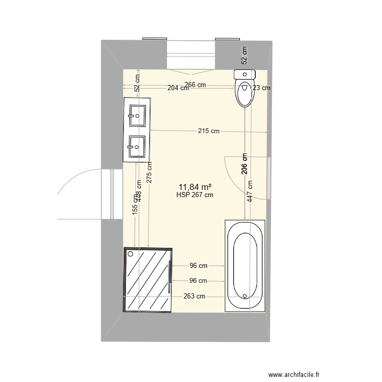 salle de bain étage. Plan de 0 pièce et 0 m2