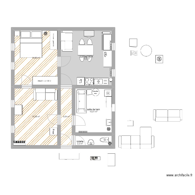 appart sareguemines. Plan de 6 pièces et 64 m2