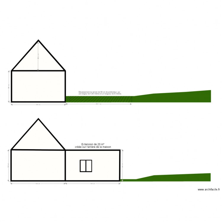 Plan coupe profil du terrain . Plan de 0 pièce et 0 m2