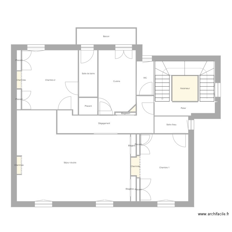 Moulaire Niv 2. Plan de 24 pièces et 135 m2