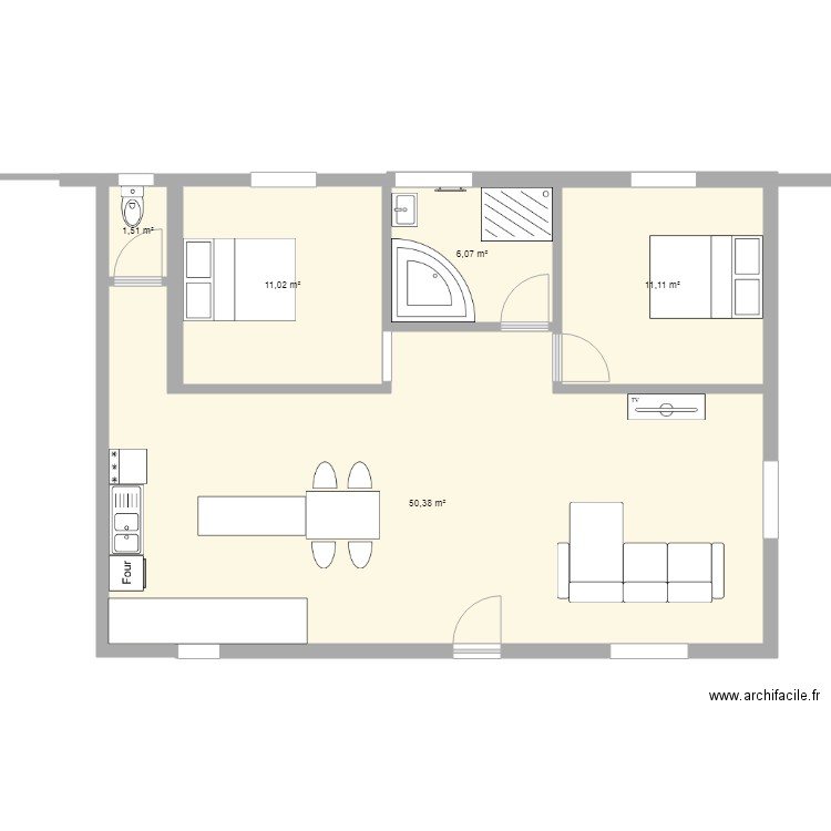 maison malorie. Plan de 5 pièces et 80 m2