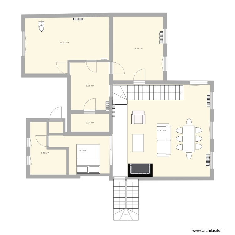 RDC appartement. Plan de 0 pièce et 0 m2