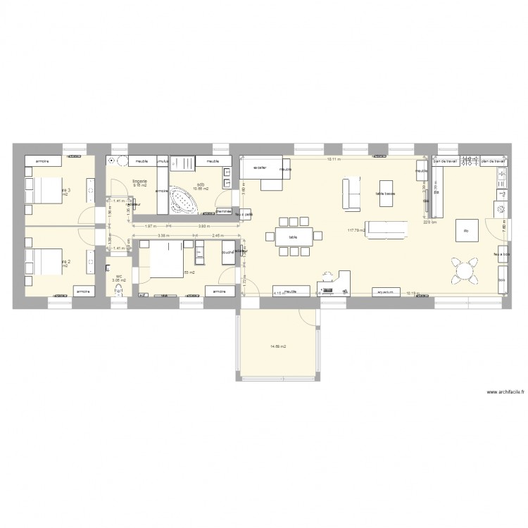 groise isolation des mur ext 20cm et int 7cm fenetre et porte meuble. Plan de 0 pièce et 0 m2
