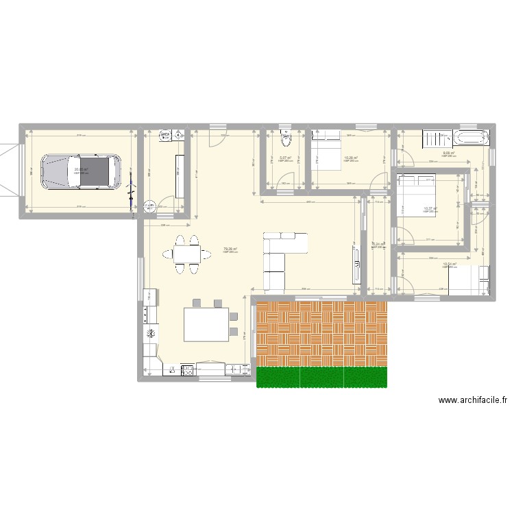 Maison 1. Plan de 8 pièces et 150 m2