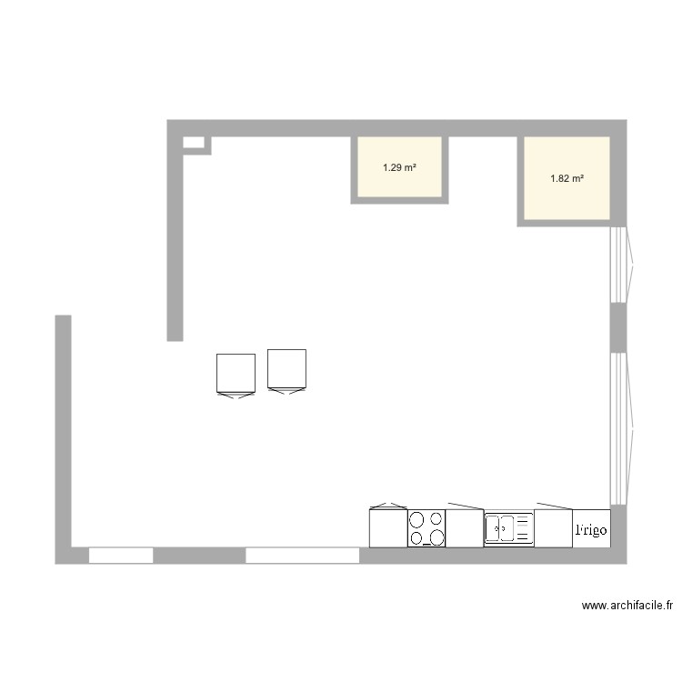 plan salon et cuisine . Plan de 0 pièce et 0 m2