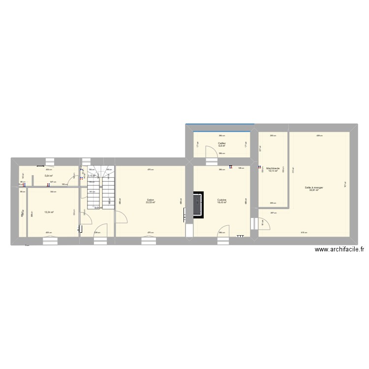 RDC. PLOMBERIE. Plan de 9 pièces et 120 m2