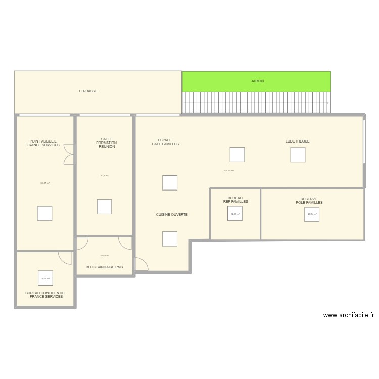 PROJET LOCAUX MOLIERE. Plan de 7 pièces et 236 m2