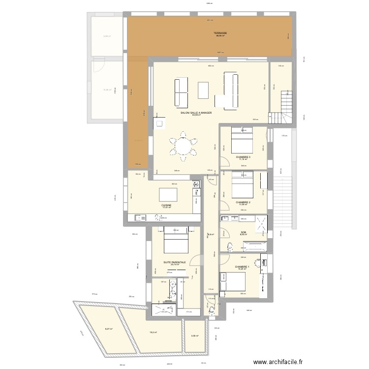 FOURQUET PROJET Louise 10/03/22. Plan de 22 pièces et 425 m2