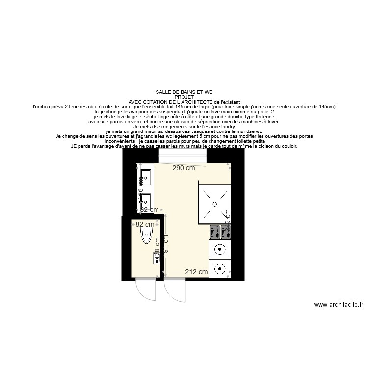 salle de bains et WC Bilitis projet 3. Plan de 0 pièce et 0 m2