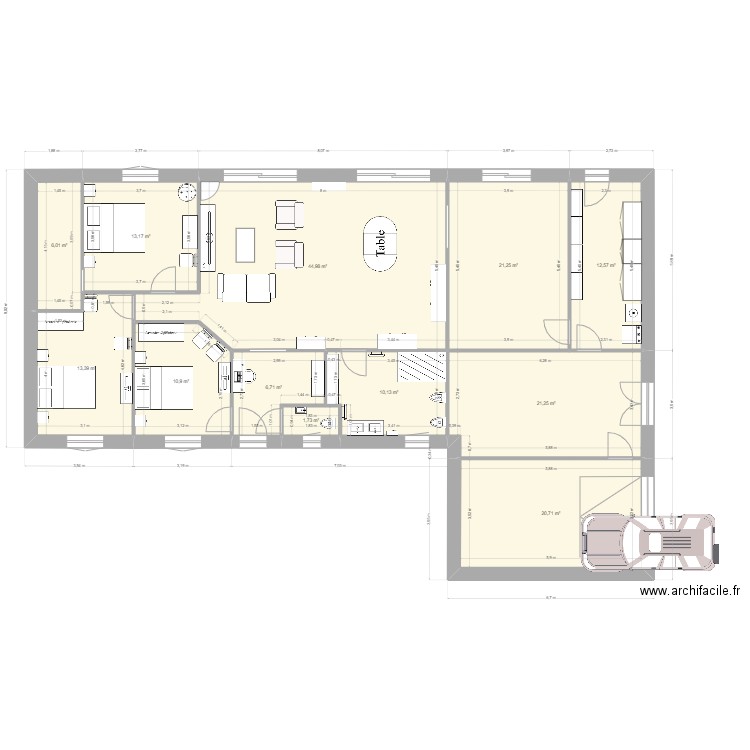 Plan Rez de Chaussée Meublé. Plan de 12 pièces et 183 m2