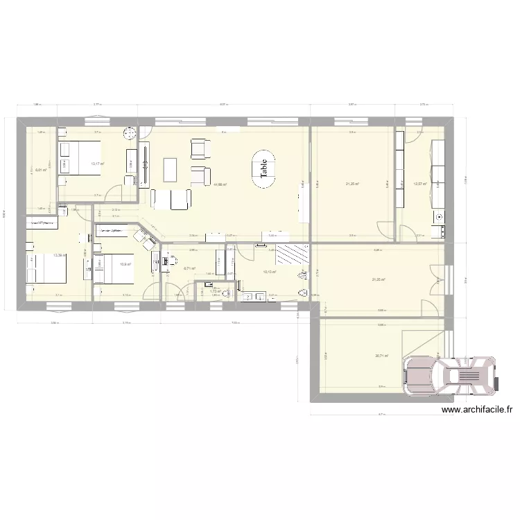 Plan Rez de Chauss&eacute;e Meubl&eacute;. Plan de 