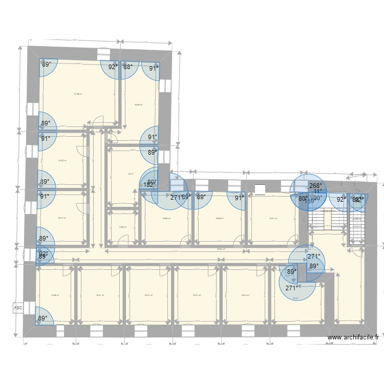 le couvent hotel. Plan de 32 pièces et 600 m2