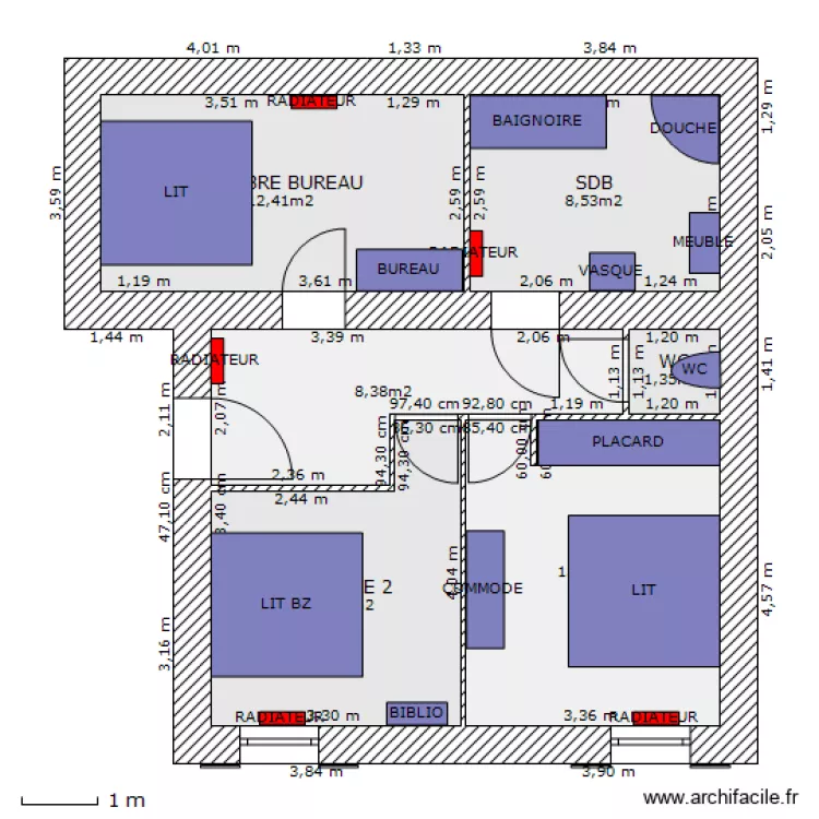 fleury etage meubl&eacute;. Plan de 
