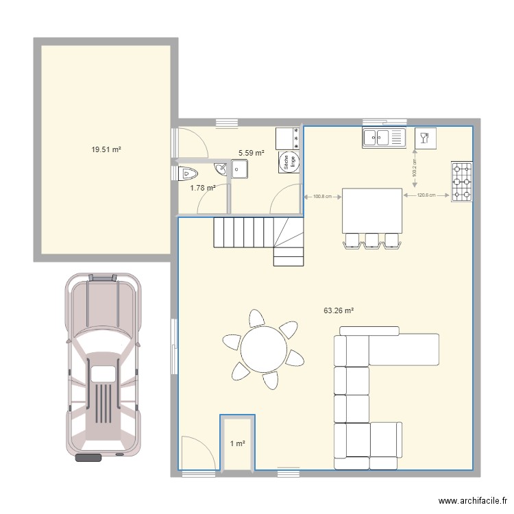 V31 102m2 au sol 1 étage 1 garage 3ch 1 bureau. Plan de 0 pièce et 0 m2