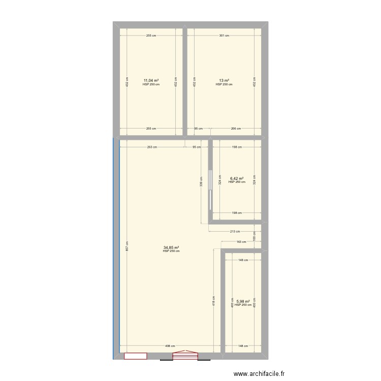 Maison meublé. Plan de 5 pièces et 71 m2