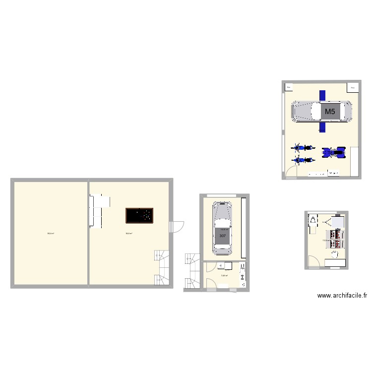 Garage. Plan de 6 pièces et 189 m2