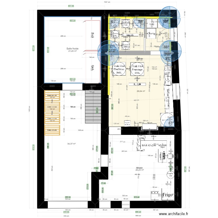 Brasserie V2. Plan de 9 pièces et 119 m2